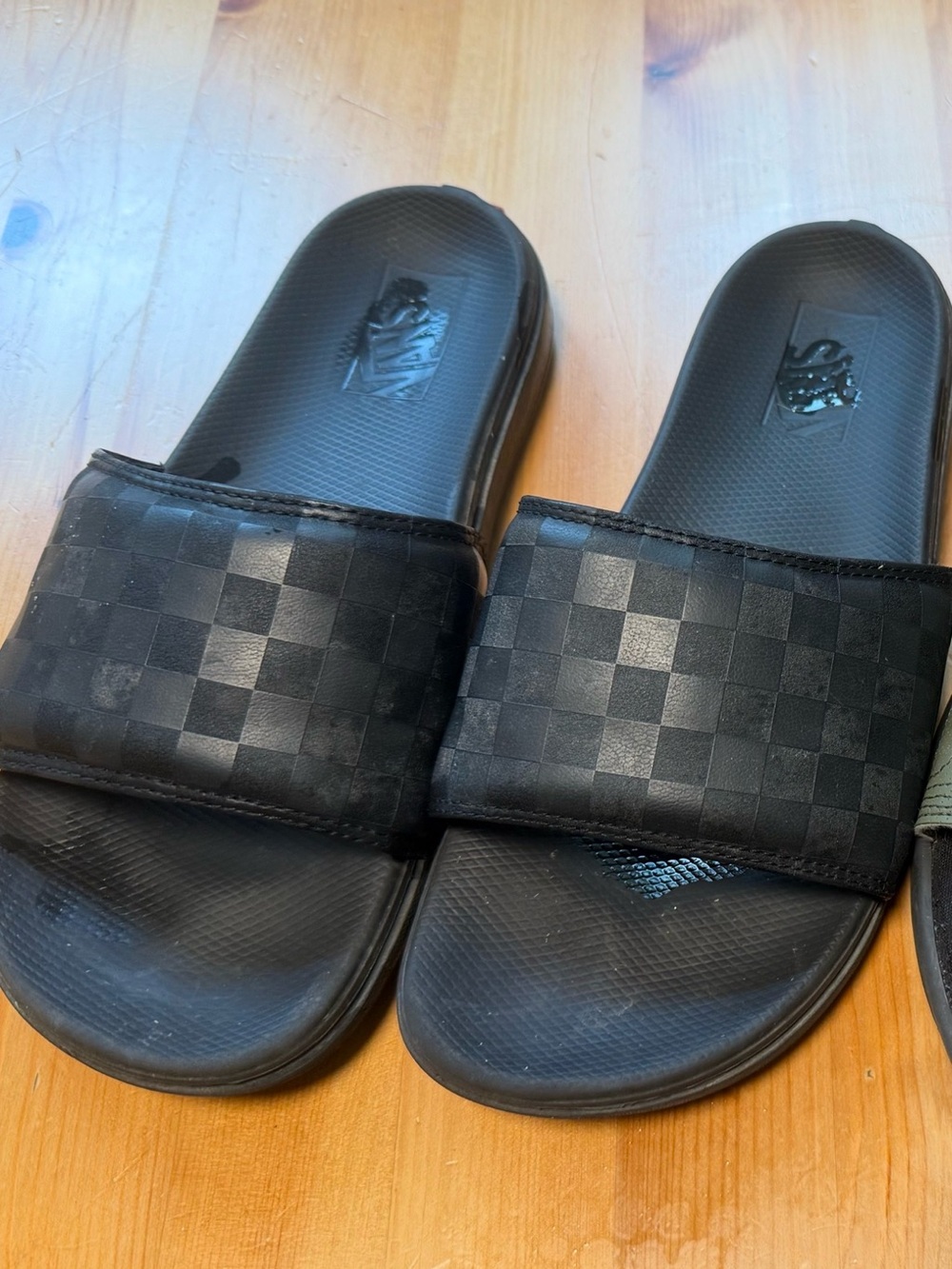 Vans Black Checkered Slide Sandals for Men
